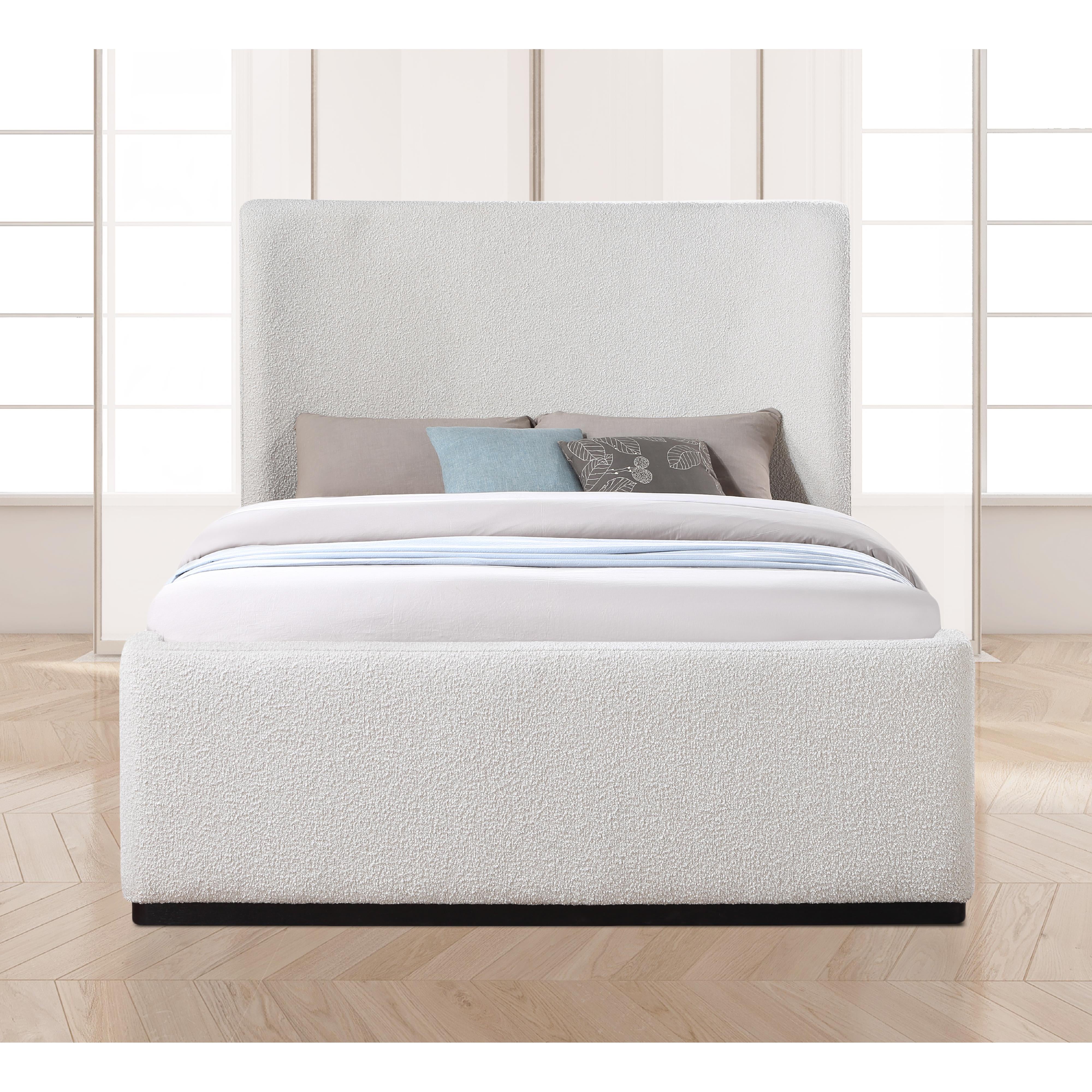 Meridian Oliver Cream Boucle Fabric Full Bed (3 Boxes)