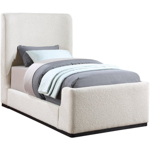 Meridian Oliver Cream Boucle Fabric Twin Bed (3 Boxes)