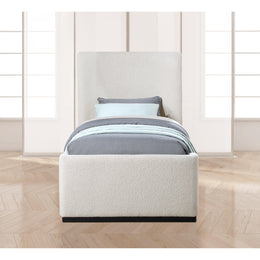 Meridian Oliver Cream Boucle Fabric Twin Bed (3 Boxes)