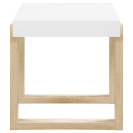 Pala Rectangular End Table White High Gloss and Natural