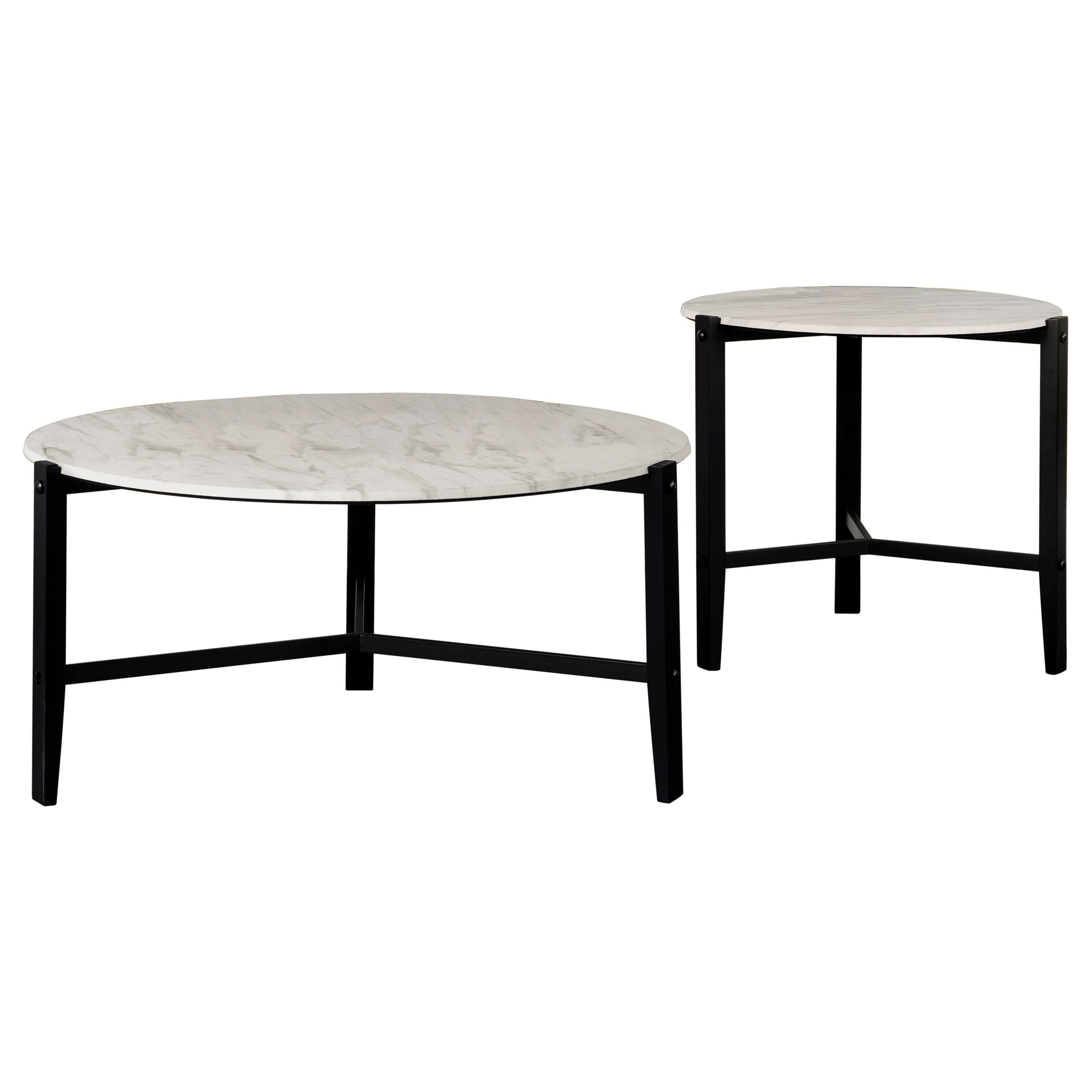Tandi  Faux Marble Coffee and End Table Set White