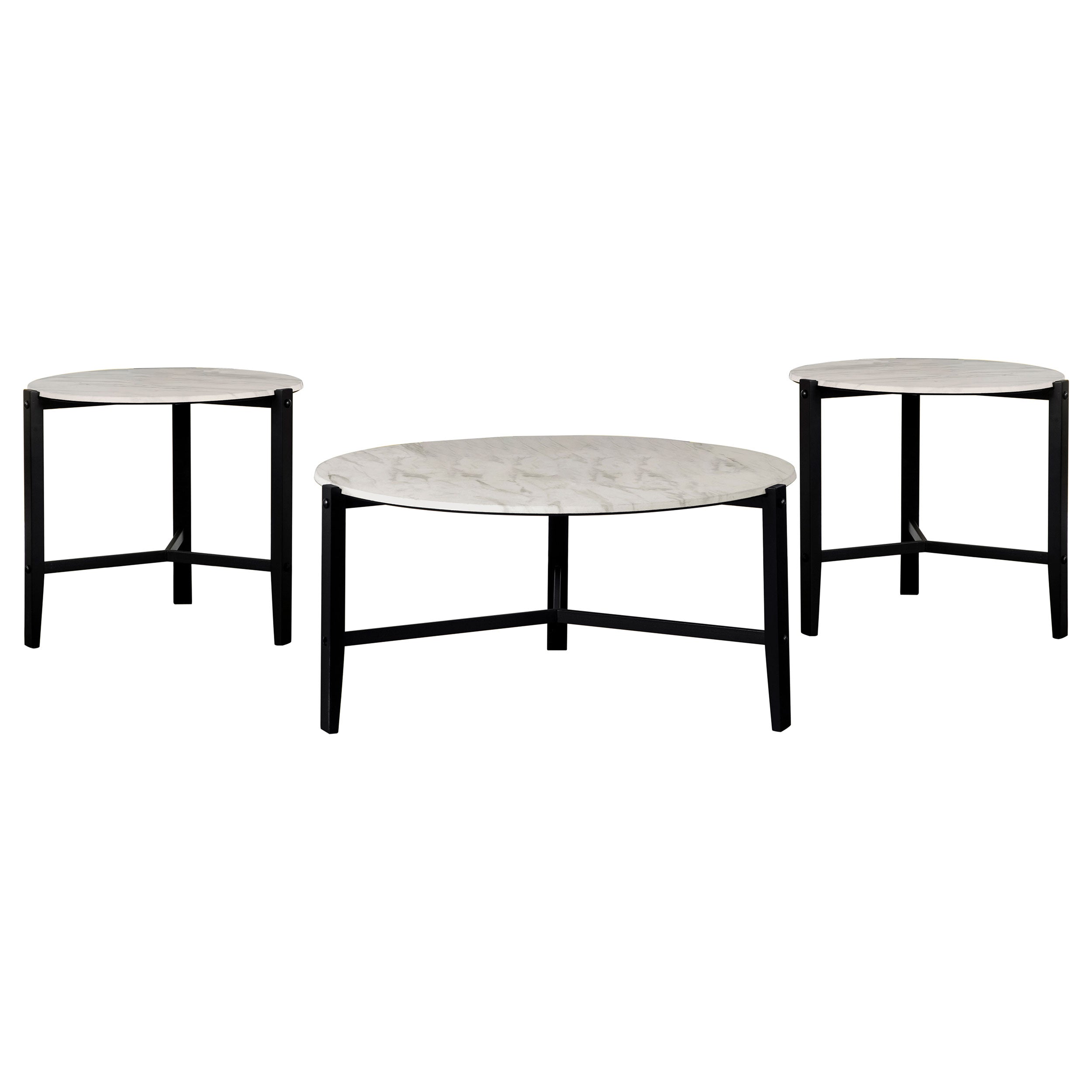 Tandi  Faux Marble Coffee and End Table Set White