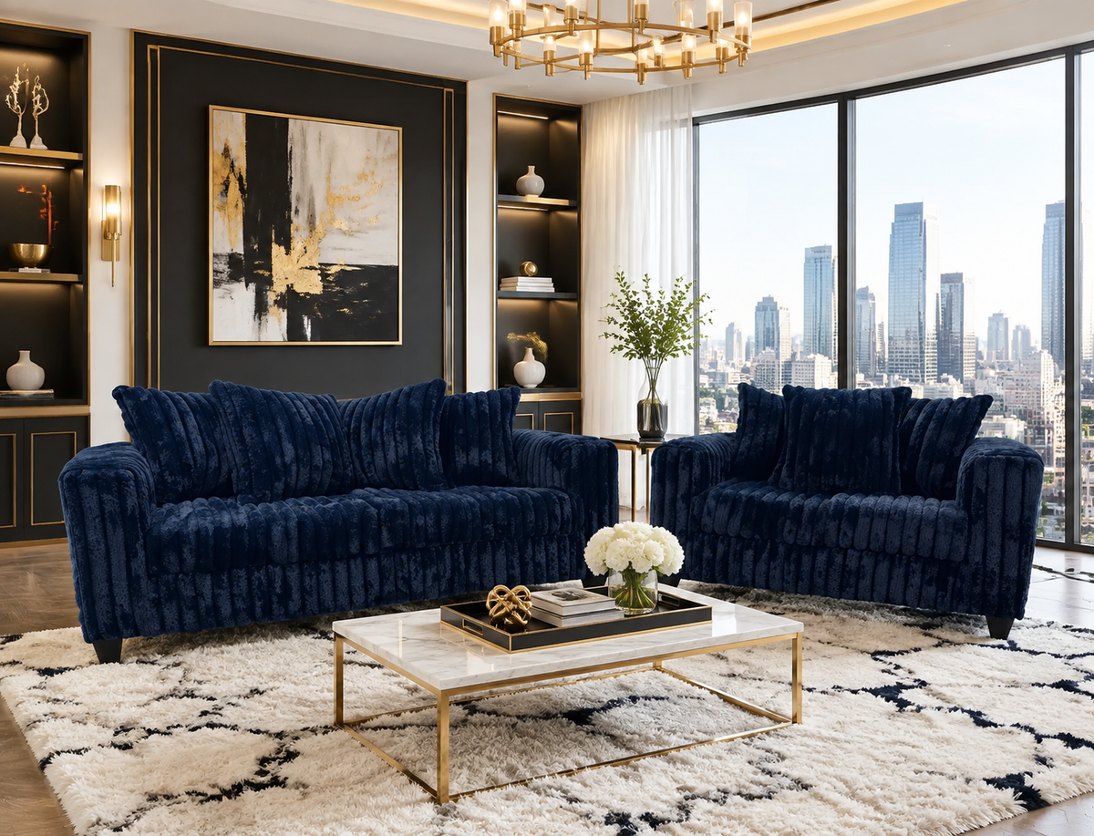 510-2PC Black - Sofa & Loveseat Set