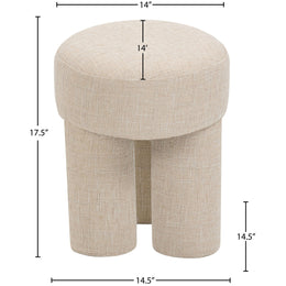 Meridian Larson Beige Polyester Fabric Ottoman/Stool