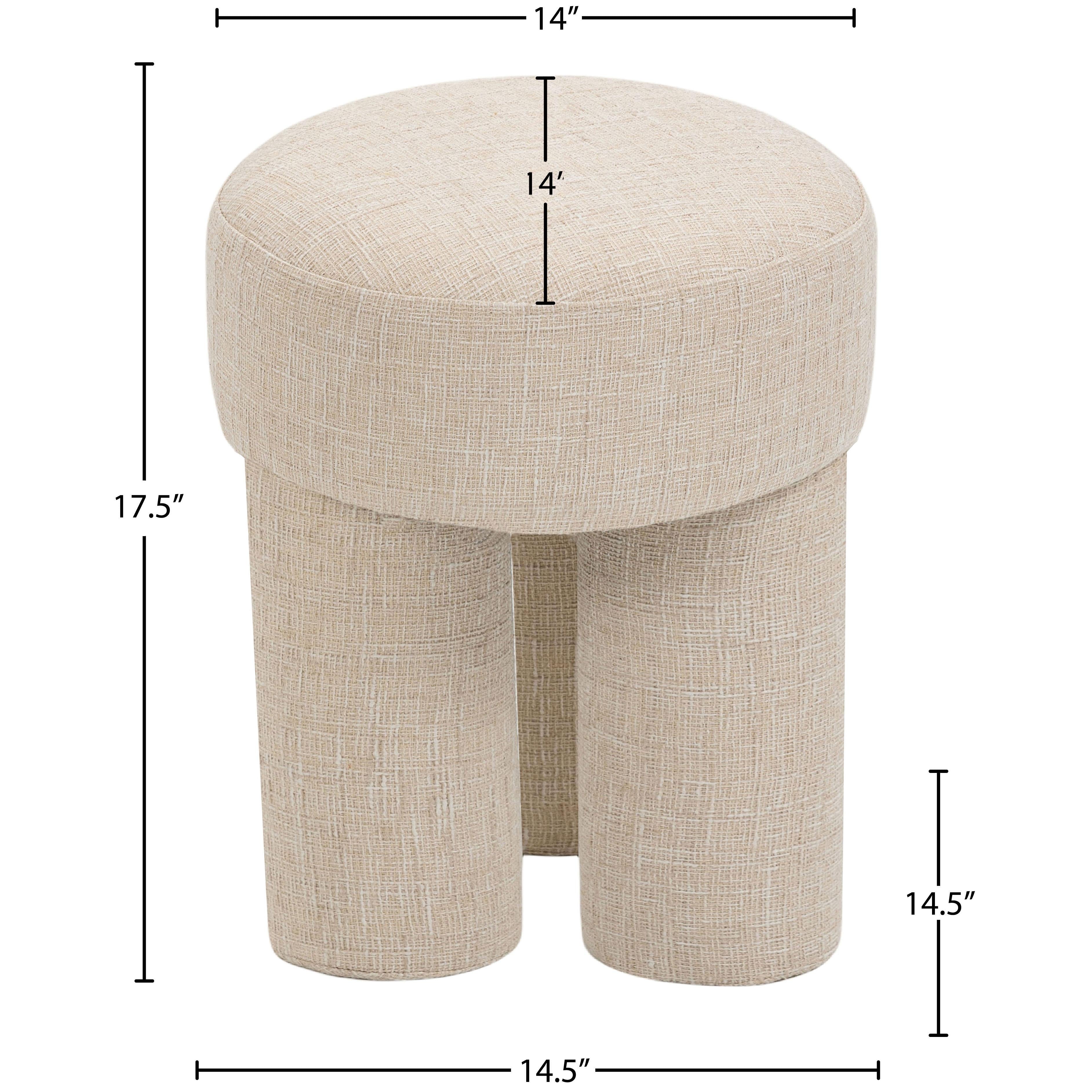 Meridian Larson Beige Polyester Fabric Ottoman/Stool