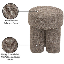Meridian Larson Brown Polyester Fabric Ottoman/Stool