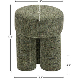 Meridian Larson Green Polyester Fabric Ottoman/Stool