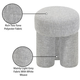 Meridian Larson Grey Polyester Fabric Ottoman/Stool