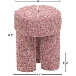 Meridian Larson Pink Polyester Fabric Ottoman/Stool