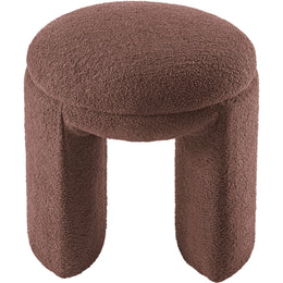 Meridian Bowen Brown Faux Shearling Teddy Fabric Ottoman/Stool