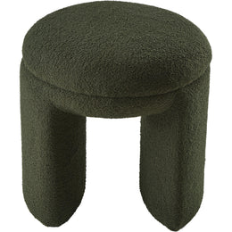 Meridian Bowen Green Faux Shearling Teddy Fabric Ottoman/Stool