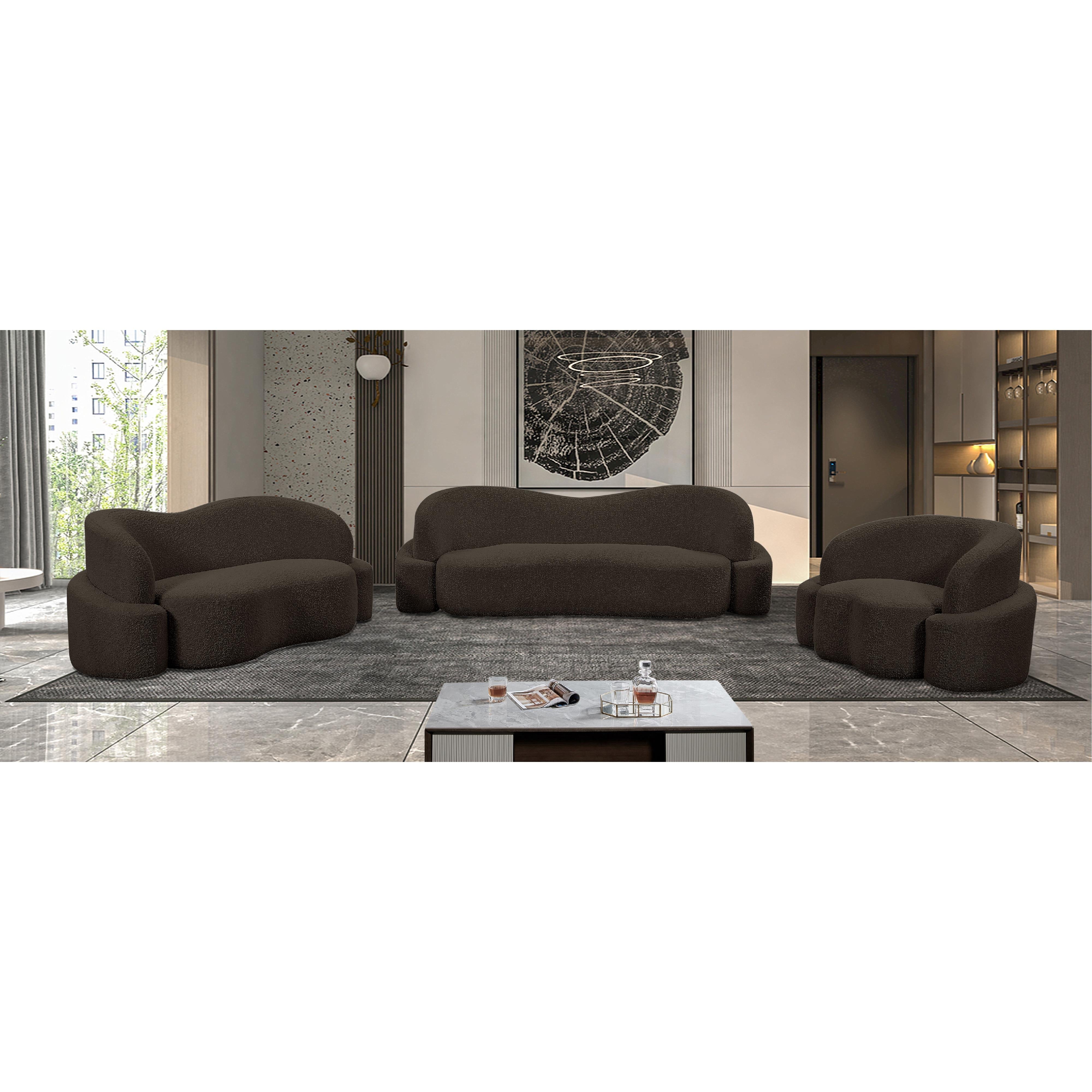 Meridian Principessa Brown Boucle Fabric Chair