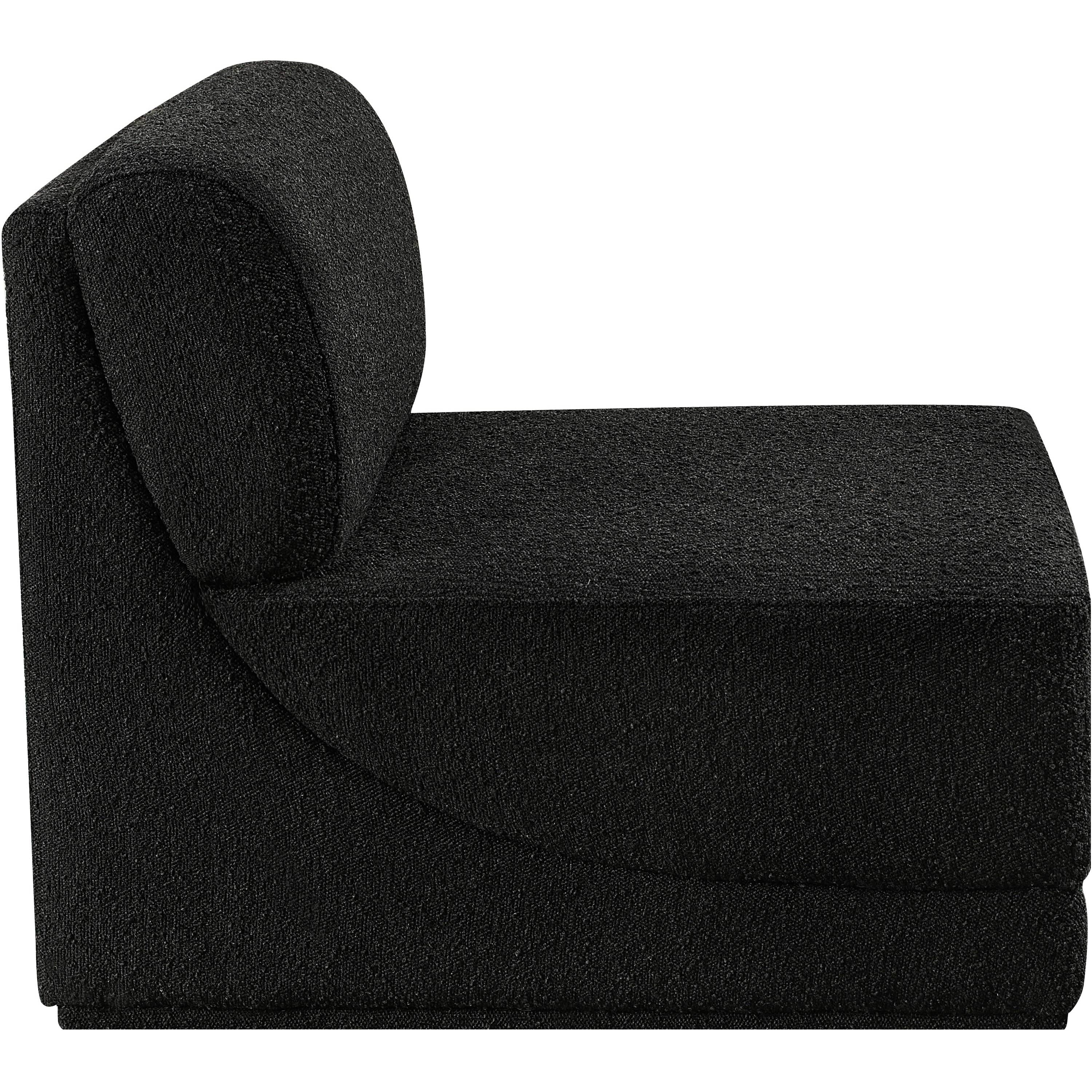 Meridian Ollie Black Boucle Fabric Armless
