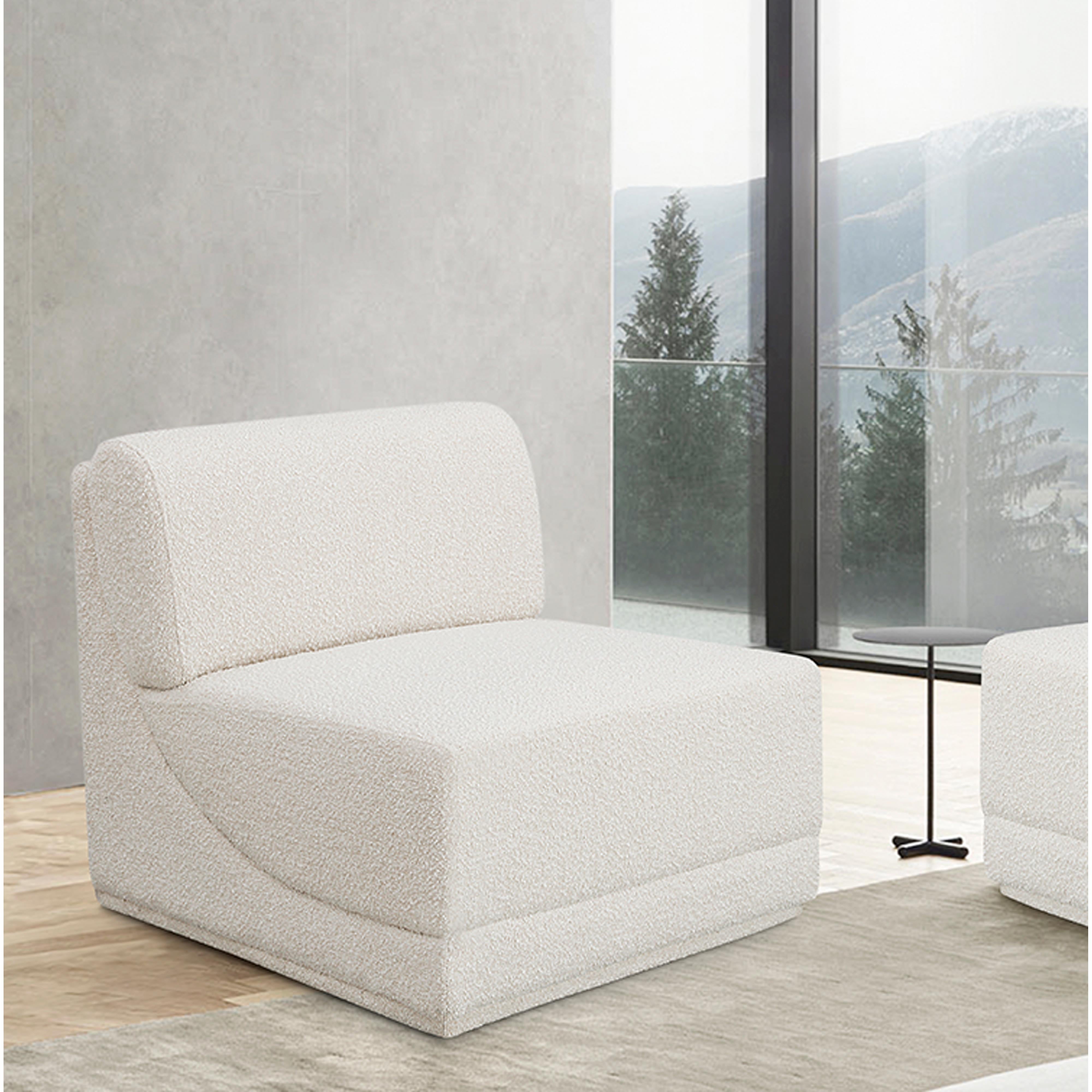 Meridian Ollie Cream Boucle Fabric Armless