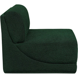 Meridian Ollie Green Boucle Fabric Armless
