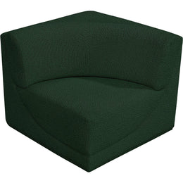 Meridian Ollie Green Boucle Fabric Corner