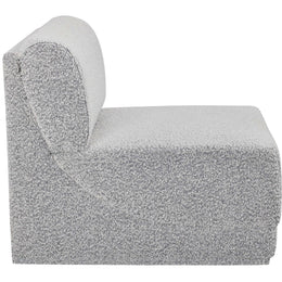 Meridian Ollie Grey Boucle Fabric Armless