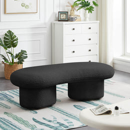 Meridian Luka Black Boucle Fabric Bench