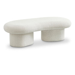 Meridian Luka Cream Boucle Fabric Bench