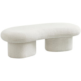 Meridian Luka Cream Boucle Fabric Bench