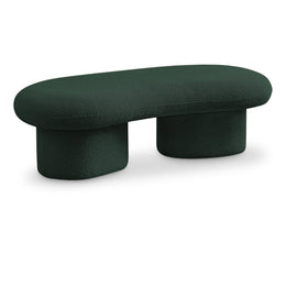 Meridian Luka Green Boucle Fabric Bench