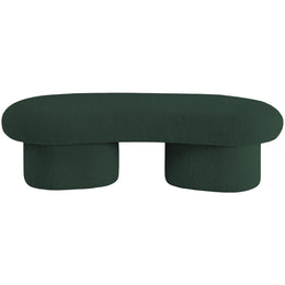 Meridian Luka Green Boucle Fabric Bench