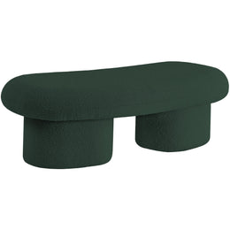 Meridian Luka Green Boucle Fabric Bench