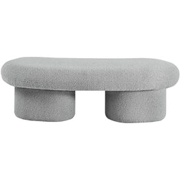 Meridian Luka Grey Boucle Fabric Bench