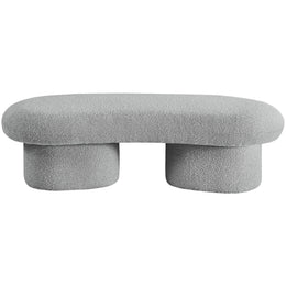 Meridian Luka Grey Boucle Fabric Bench