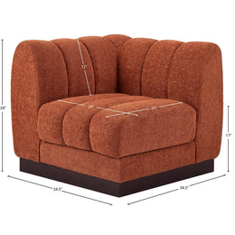 Meridian Quinn Cognac Chenille Fabric Corner Chair