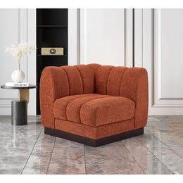 Meridian Quinn Cognac Chenille Fabric Corner Chair