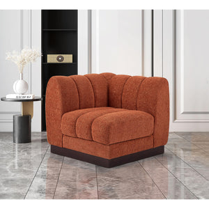 Meridian Quinn Cognac Chenille Fabric Corner Chair