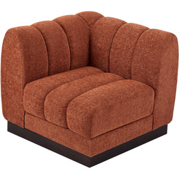 Meridian Quinn Cognac Chenille Fabric Corner Chair