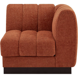 Meridian Quinn Cognac Chenille Fabric Corner Chair