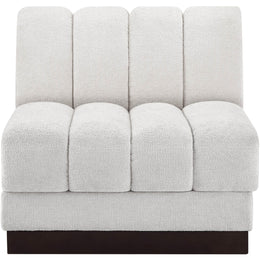 Meridian Quinn Cream Chenille Fabric Armless Chair