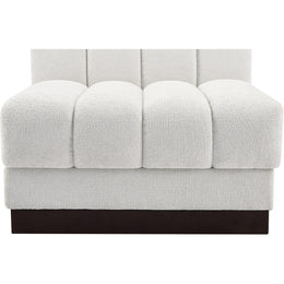 Meridian Quinn Cream Chenille Fabric Armless Chair