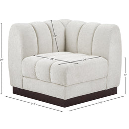 Meridian Quinn Cream Chenille Fabric Corner Chair