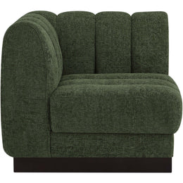 Meridian Quinn Green Chenille Fabric Corner Chair