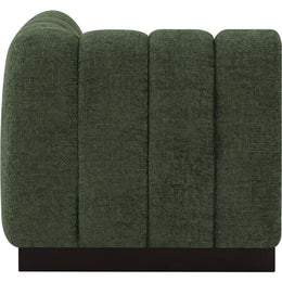Meridian Quinn Green Chenille Fabric Corner Chair