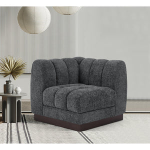 Meridian Quinn Grey Chenille Fabric Corner Chair