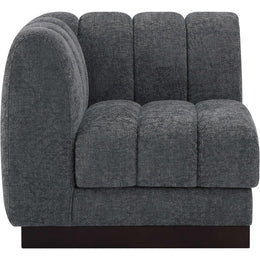 Meridian Quinn Grey Chenille Fabric Corner Chair