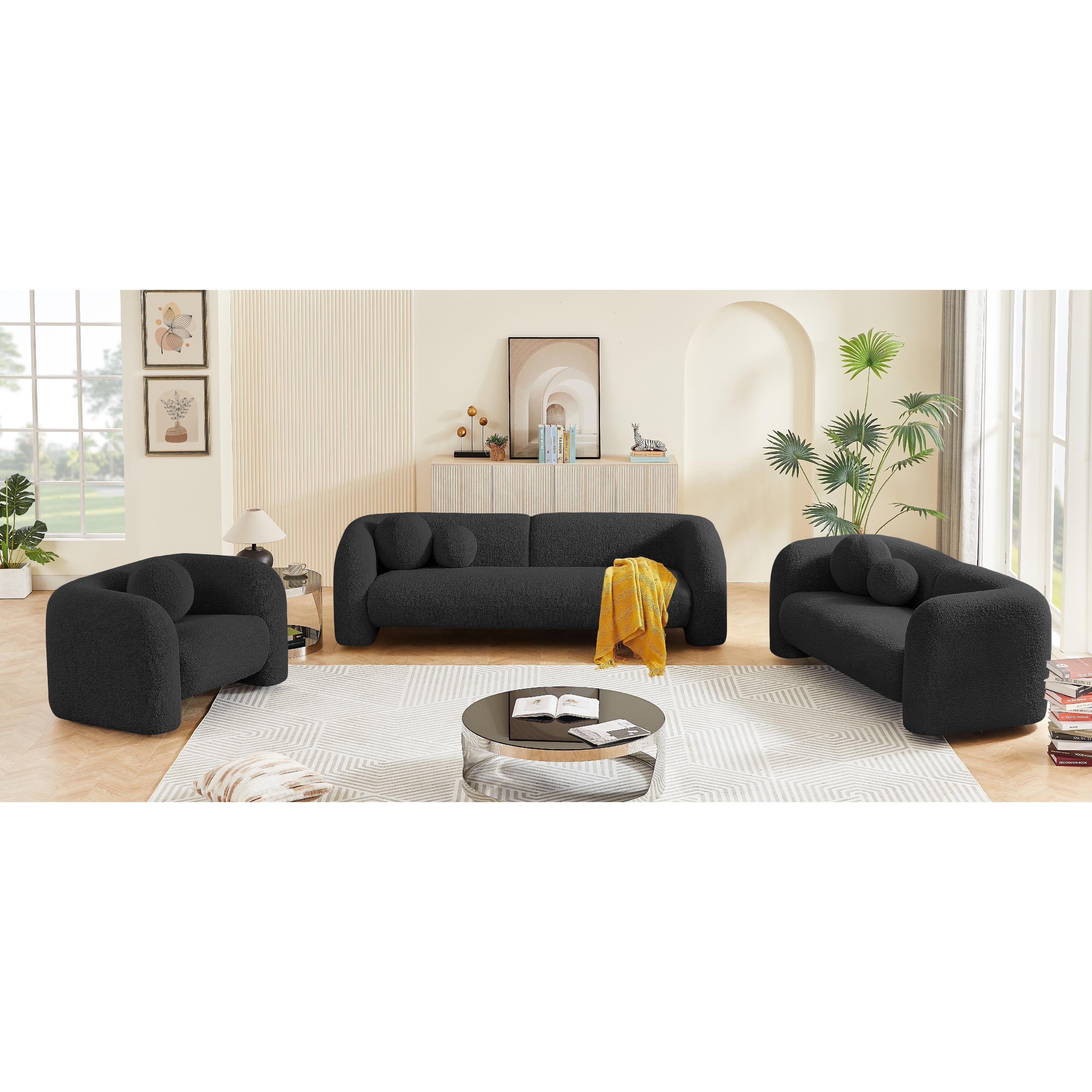 Meridian Emory Black Boucle Fabric Chair