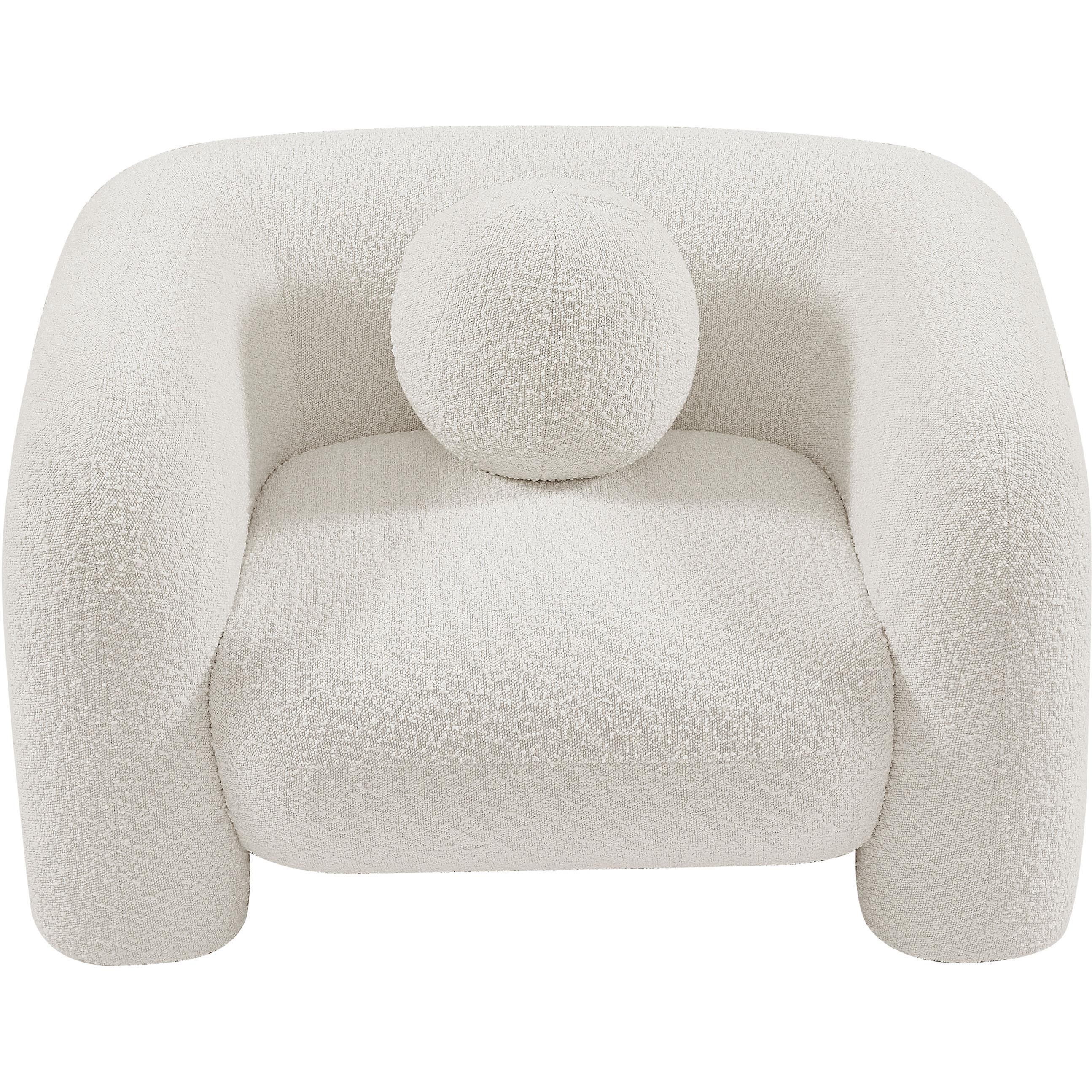 Meridian Emory Cream Boucle Fabric Chair