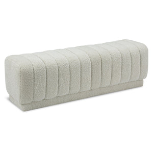 Meridian Heathrow Cream Boucle Fabric Ottoman/Bench