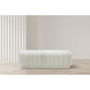 Meridian Heathrow Cream Boucle Fabric Ottoman/Bench
