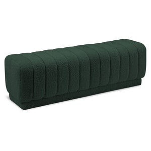 Meridian Heathrow Green Boucle Fabric Ottoman/Bench