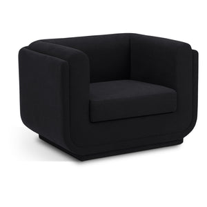 Meridian Kimora Black Linen Textured Fabric Chair