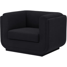 Meridian Kimora Black Linen Textured Fabric Chair