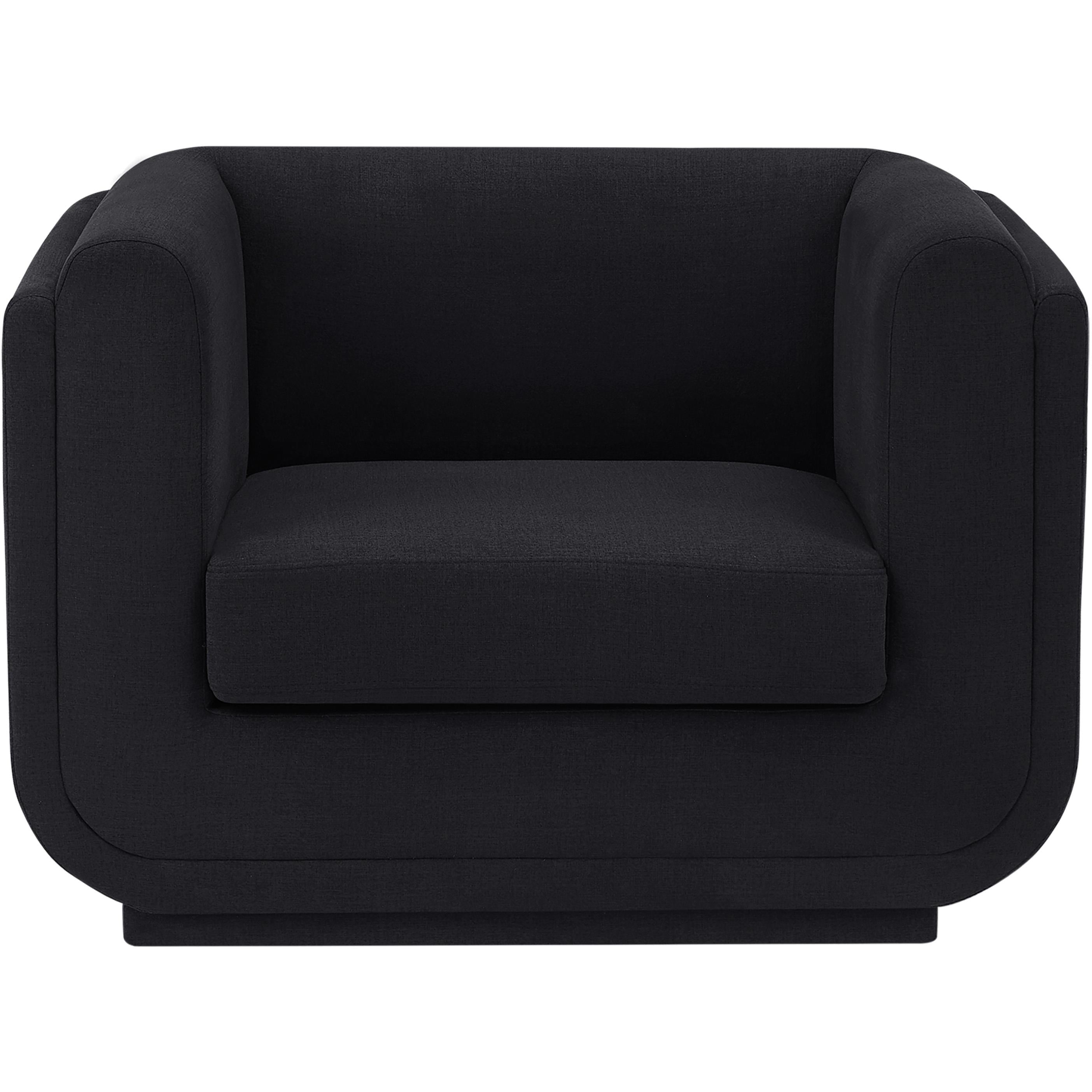Meridian Kimora Black Linen Textured Fabric Chair