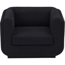 Meridian Kimora Black Linen Textured Fabric Chair